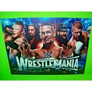 Wrestlemania 2015 Original Unused Pinball Machine Translite SIGNED J. Trudeau